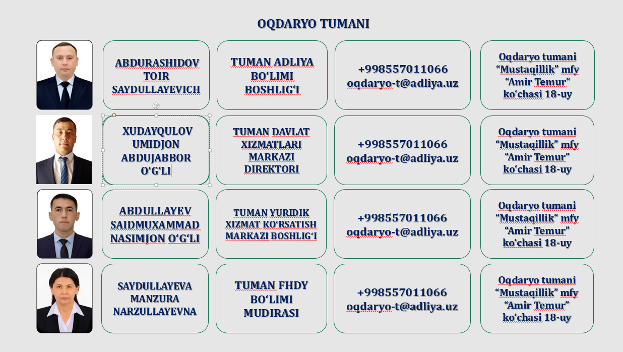 8. OQDARYO TUMAN ADLIYA BO'LIMI