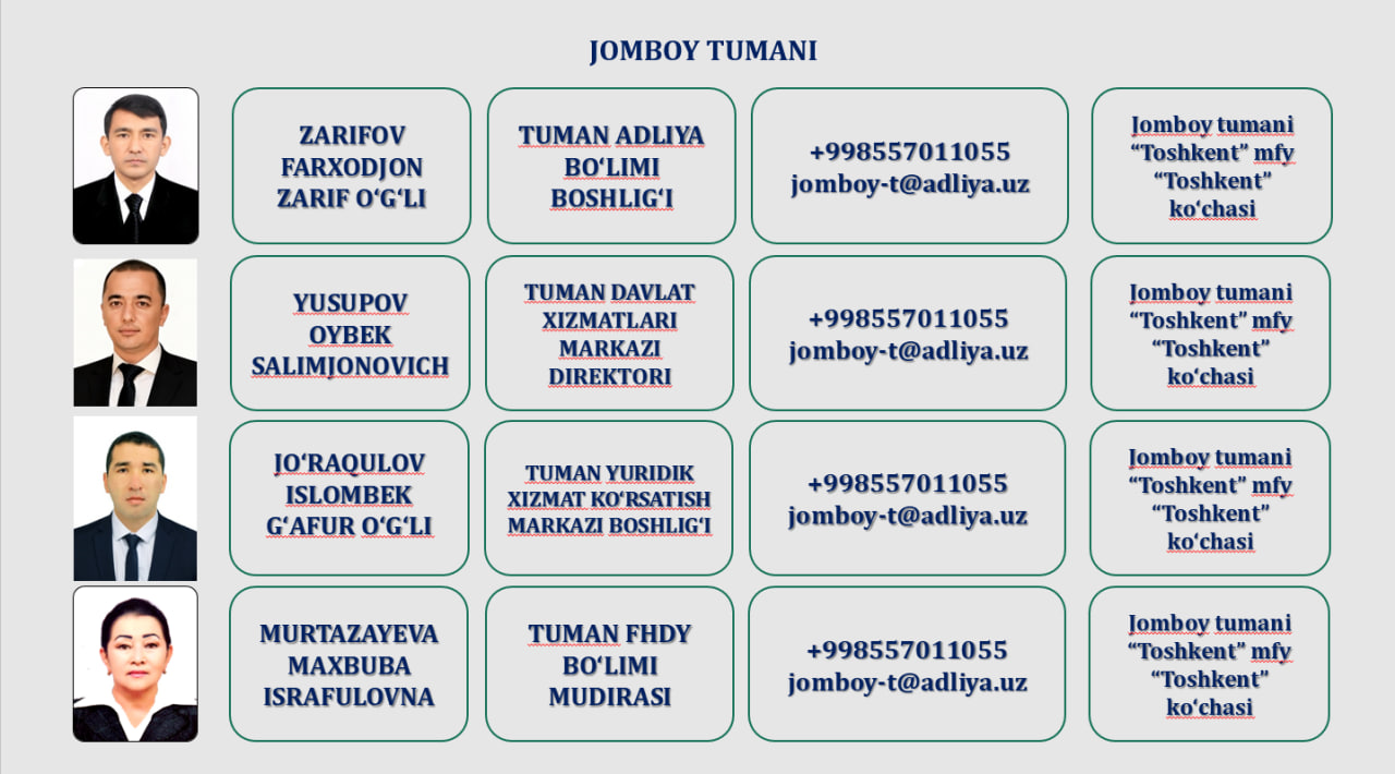 3. JOMBOY TUMAN ADLIYA BO'LIMI