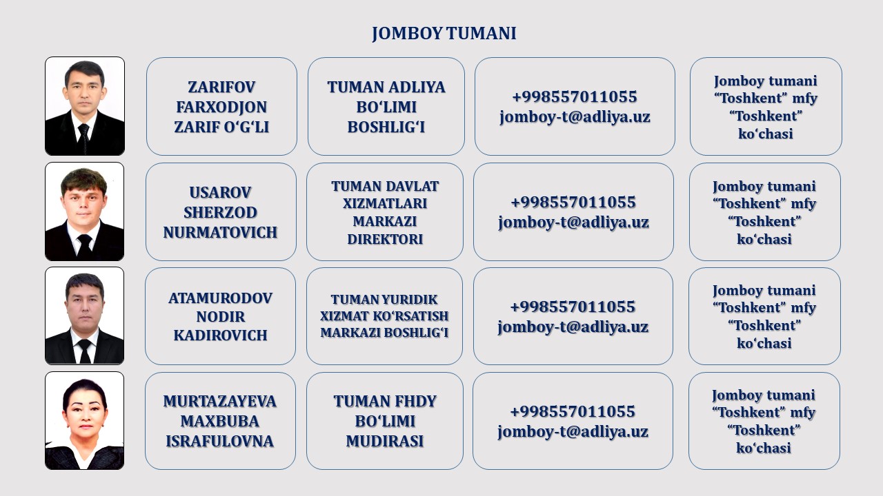 3. JOMBOY TUMAN ADLIYA BO'LIMI