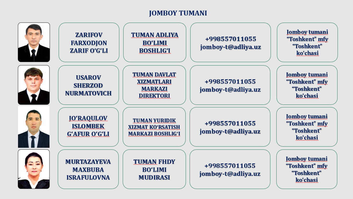3. JOMBOY TUMAN ADLIYA BO'LIMI