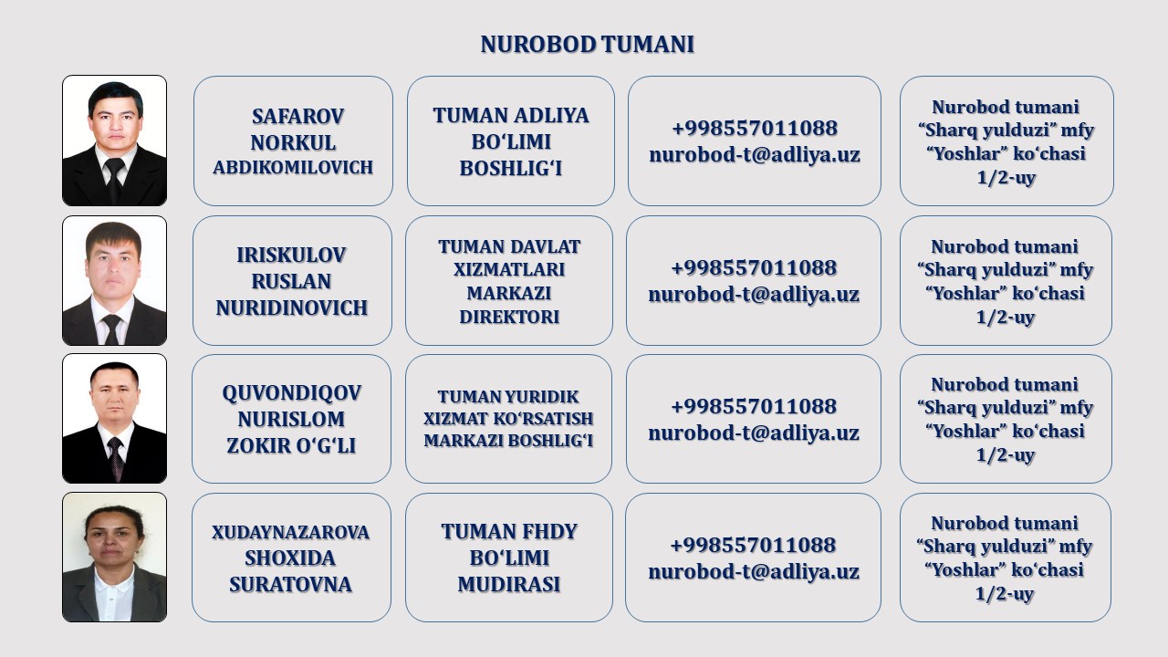 7. NUROBOD TUMAN ADLIYA BO'LIMI