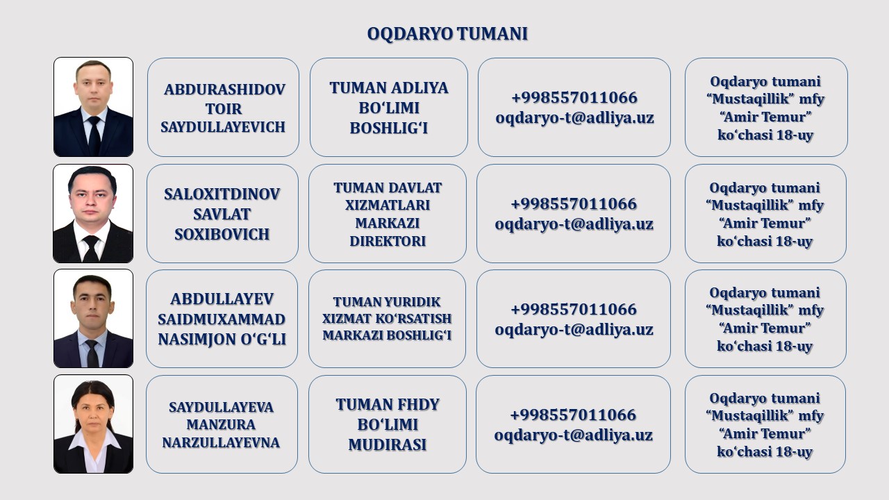 8. OQDARYO TUMAN ADLIYA BO'LIMI
