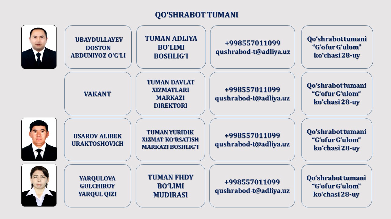 12. QO'SHRABOT TUMAN ADLIYA BO'LIMI