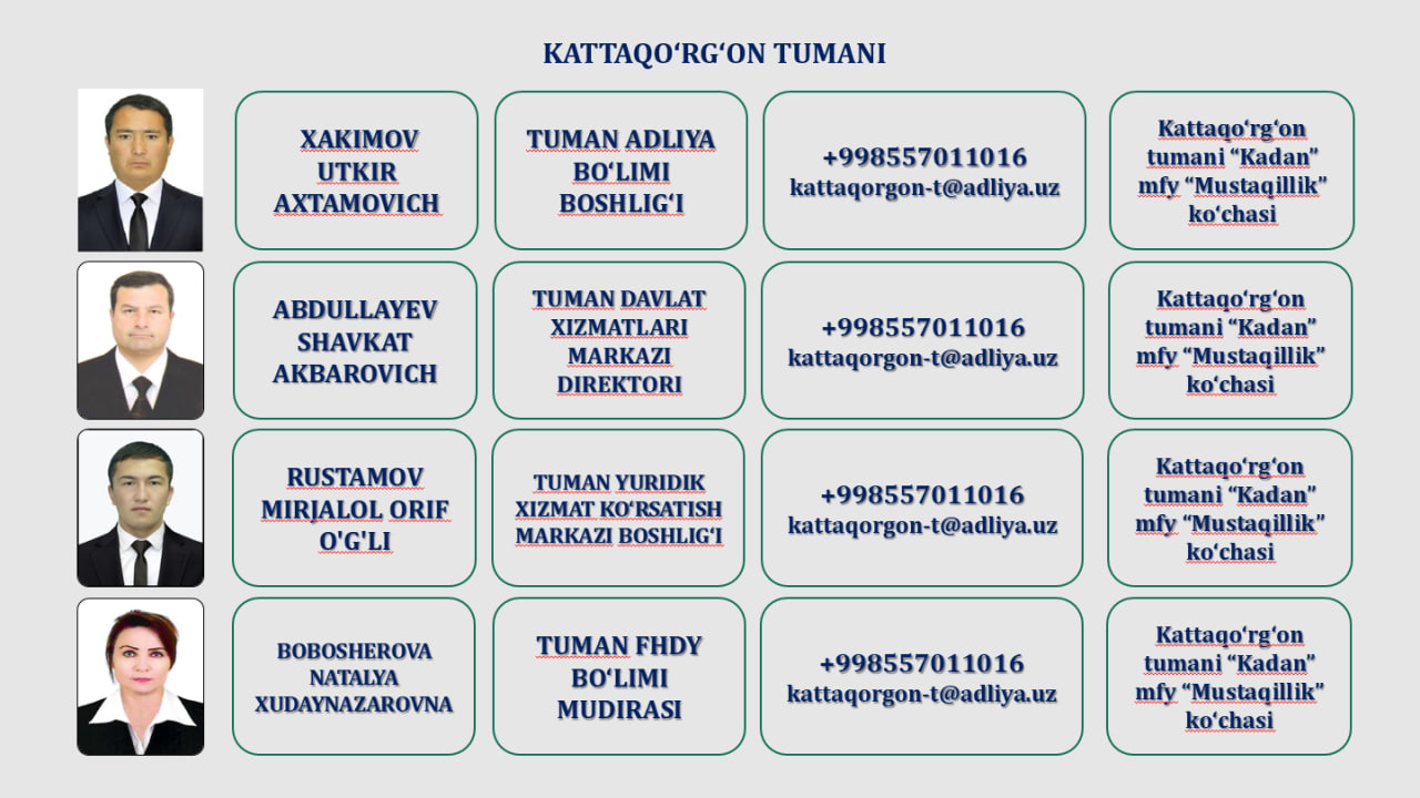 4. KATTAQO'RG'ON TUMAN ADLIYA BO'LIMI