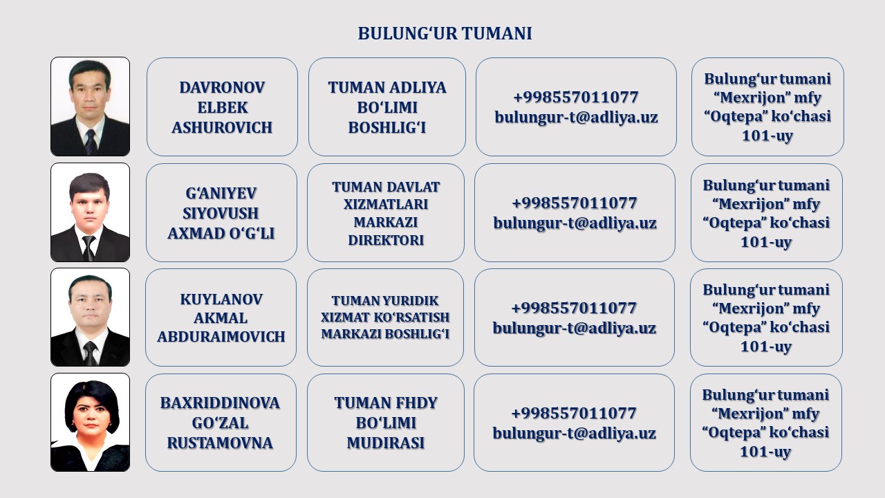 1. BULUNG'UR TUMAN ADLIYA BO'LIMI