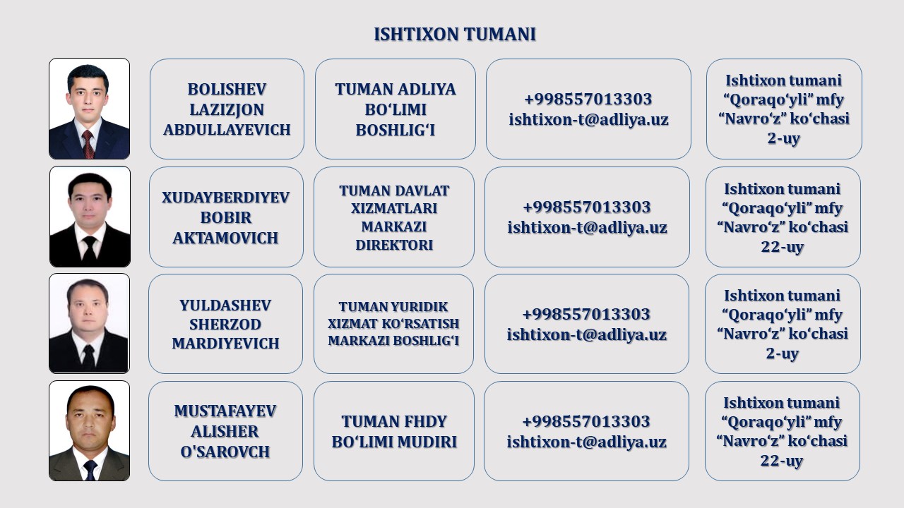 2. ISHTIXON TUMAN ADLIYA BO'LIMI