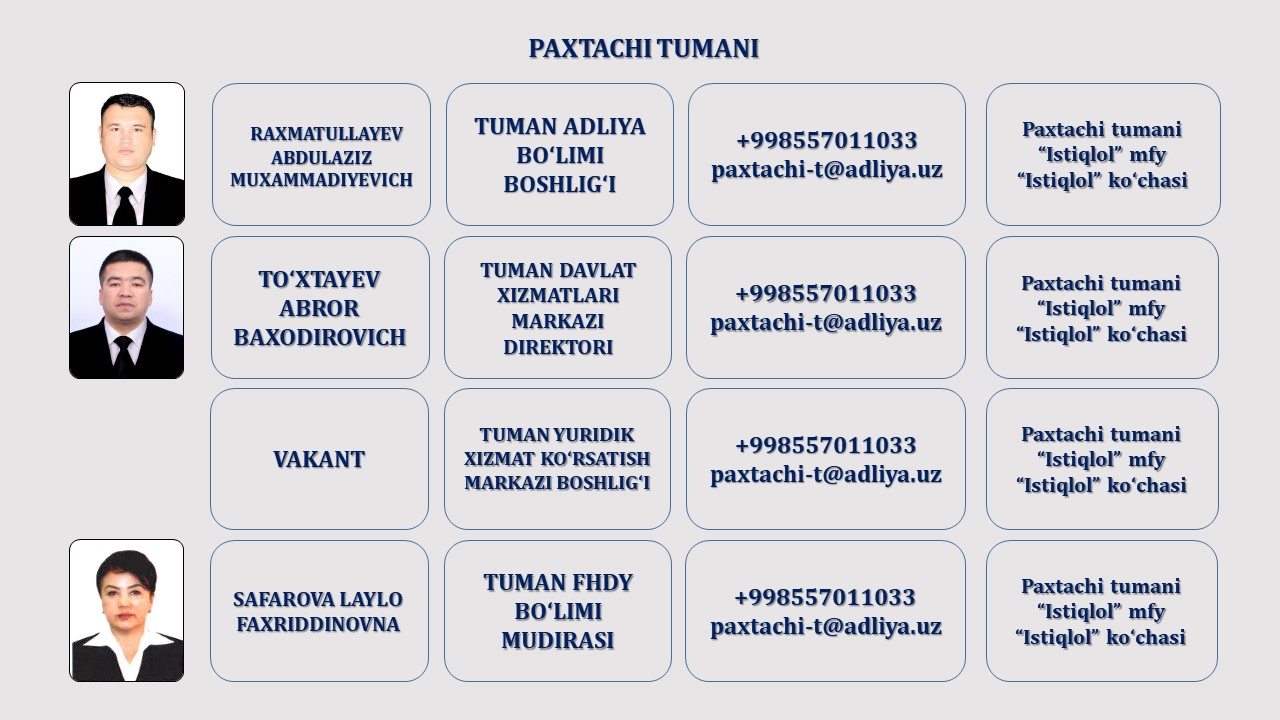 9. PAXTACHI TUMAN ADLIYA BO'LIMI